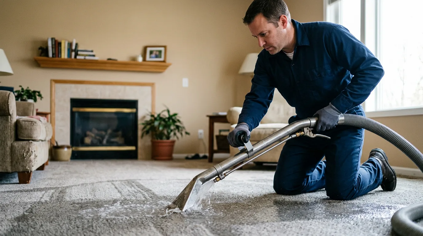 Water damage restoration technician working near Ivanhoe, CA